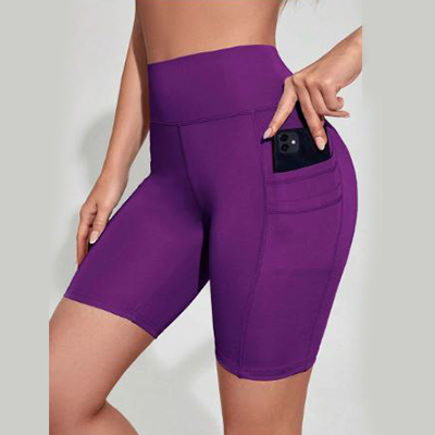 Yoga Basic – Short motard à taille large avec poche pour téléphone